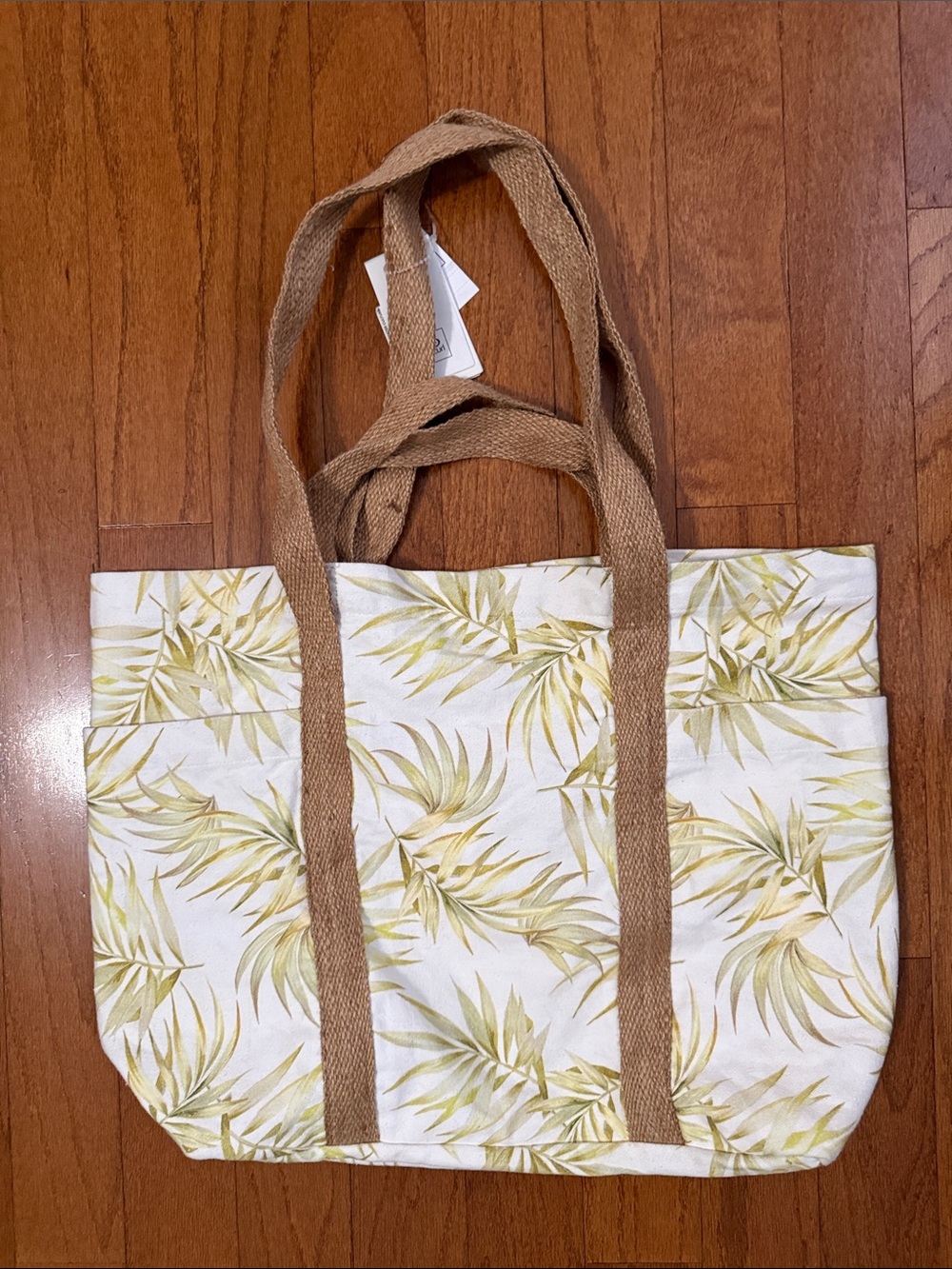 Rip Curl Organic 29L White Beach Tote with Pale Green Tropical Leaf NWT - Picture 5 of 10